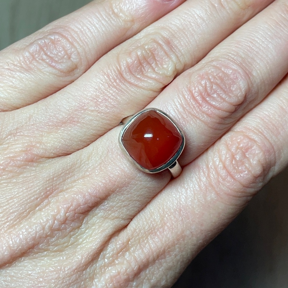 Sterling and Carnelian Ring Size 6.5